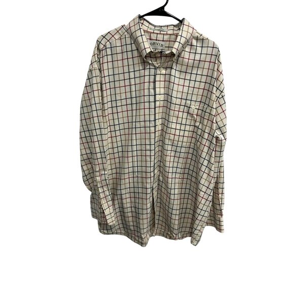 Orvis Check Plaid Button Front Long Sleeve Shirt Sz XXL Business Casual Career - Picture 1 of 9
